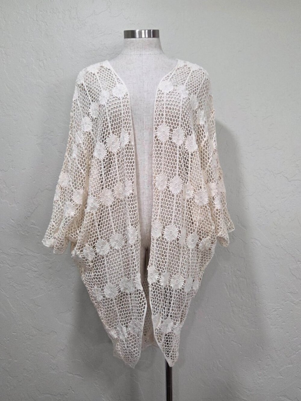 Floral Crochet Lace Cocoon Kimono